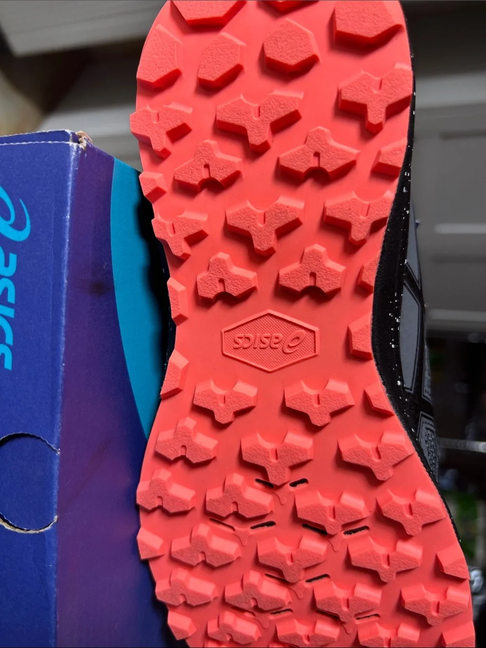Asics Gray and Bright Orange Trail Running Shoes